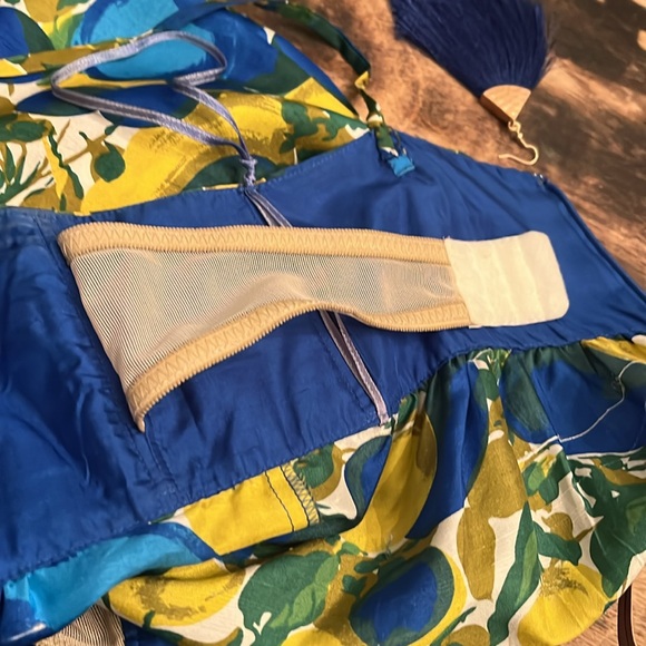 Rebecca Taylor Royal Blue green and olive color Silk Dress size 6 - Picture 15 of 16